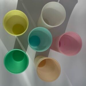 Tupperware Tumblers Set of 6 Bright Spring Colors 70s Iced Tea Lemonade